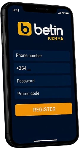 Betin Kenya registration form showing simple signup process with phone number and password fields